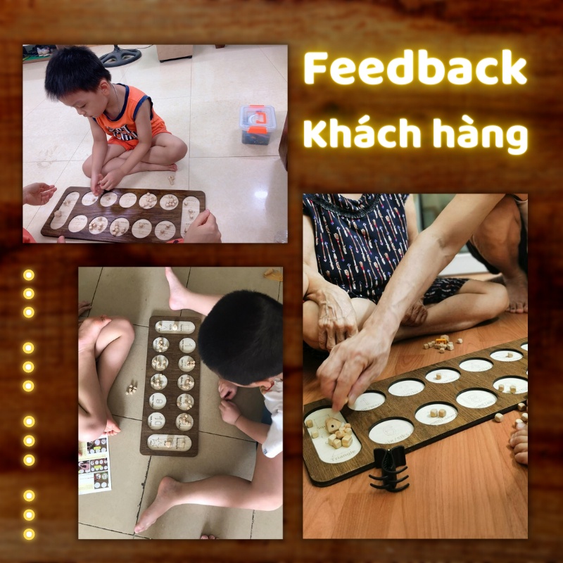 Bàn Cờ Ô Ăn Quan Bằng Gỗ Board Game Trí Tuệ Kết Hợp Học Tiếng Anh Cho Trẻ