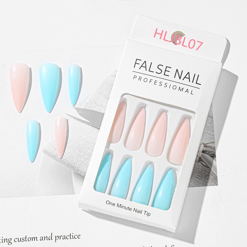 Set 24 móng tay dài đầu nhọn màu sáng