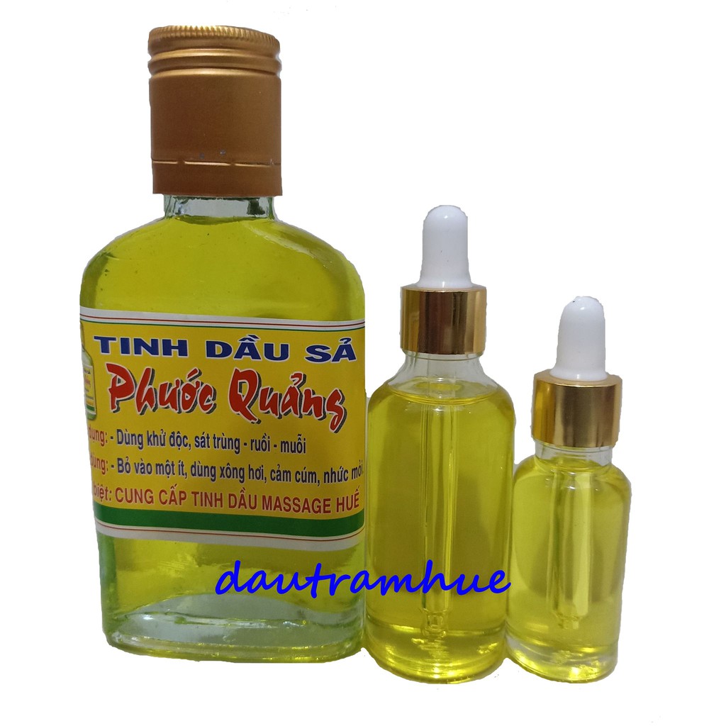 Tinh Dầu Sả Huế Nguyên Chất Phước Quảng 100ml, 20ml, 50ml (Xông Hương, Thơm Phòng, Đuổi Muỗi, Côn Trùng)