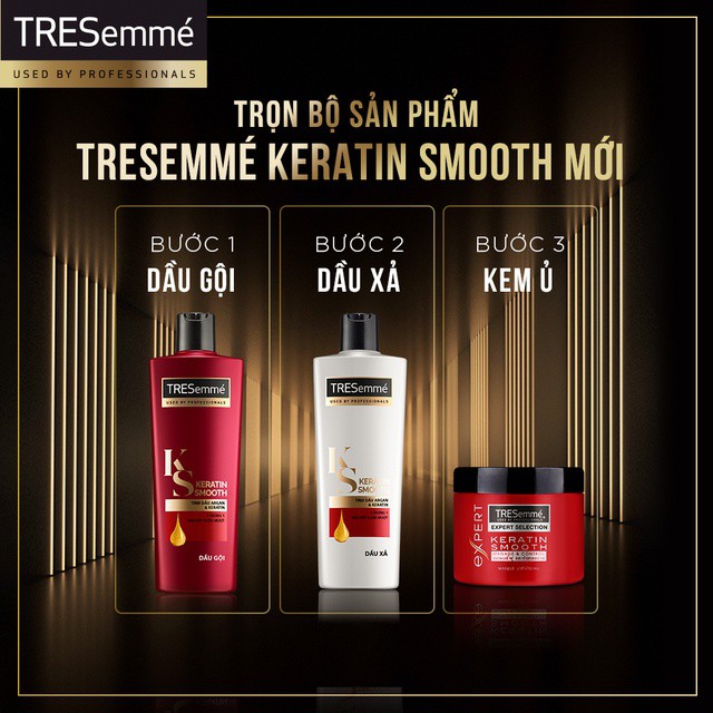 Combo gội 650g + xả 620g TRESemmé Keratin Smooth Tinh dầu Argan và Keratin vào nếp suôn mượt #5