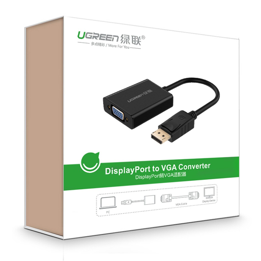 Dây chuyển đổi DisplayPort sang VGA+Audio converter (Vỏ nhôm) dài 25cm UGREEN DP106