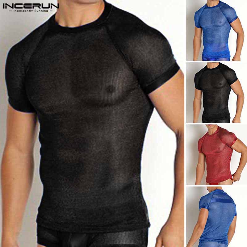 Áo thun Incerun thể thao tay ngắn phối lưới thoáng khí thời trang mùa hè cho nam