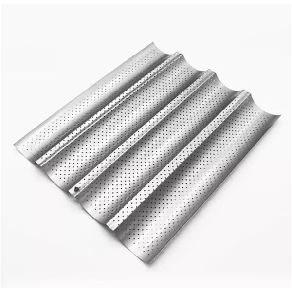Khay sóng nướng bánh mì 4 rãnh, màu bạc (38x24x2cm)