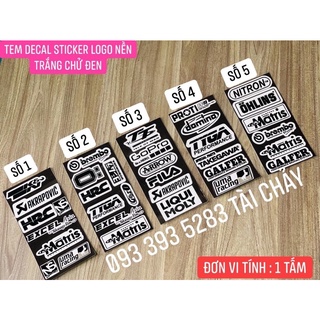 Tem decal sticker logo nền trắng chử đen trong suốt