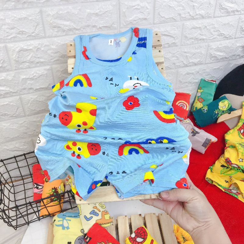{6-16kg} Bộ ba lỗ bé gái chất cotton co giãn 4c