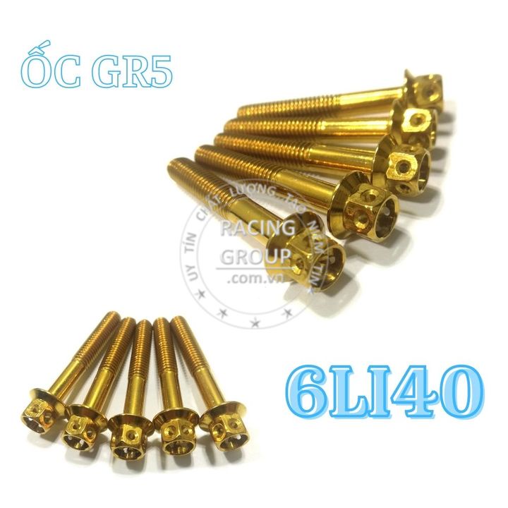 Ốc gr5 6li40 Inox vương miện vàng gắn các vị trí tương thích trên xe máy