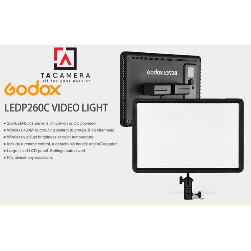 Đèn LED Godox P260C - Tặng Adapter