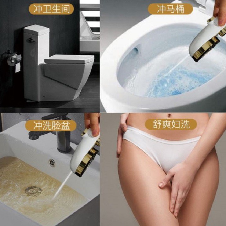 Đầu vòi hoa sen tăng áp 3 chế độ viền vàng, hồng cao cấp
