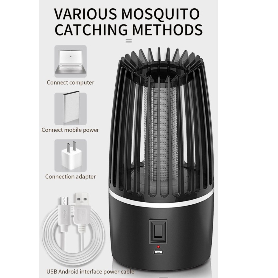 Mấy bắt muỗi, máy diệt muỗi, đèn bắt muỗi kiêm đèn ngủ tích điện pin 4000mah cắm trại, trong phòng