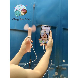 Quạt Mini Cầm Tay 3 in 1 Hình Gấu Bear- Quạt Tích Điện Cầm Tay Jisulife Kiêm Đèn Pin Và Sạc Dự Phòng