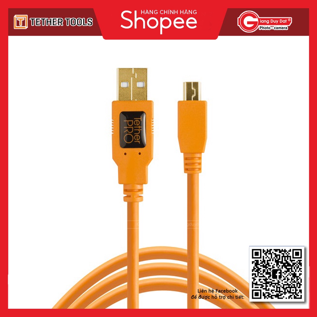 Dây Tether Tools - Cáp TetherPro USB 2.0 to Mini B 5 Pin - Dài 4.6m - Chính Hãng