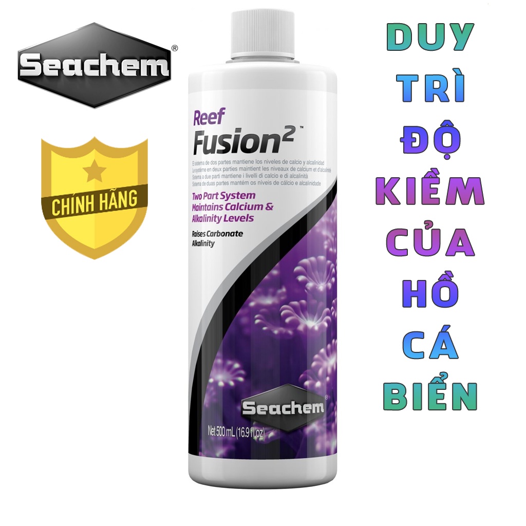 Dung dịch Seachem - Reef Fusion 2 cung cấp Carbonat và ổn định độ kiềm cho nước hồ cá biển san hô - Chai 500 ml