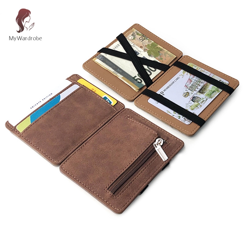 ✨MyWardrobe✨ Men Wallet Small Size Magic Band Solid Color Card Holder Coin Purse