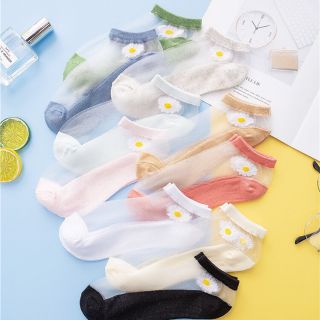 Set 10 đôi tất cúc họa mi tặng kèm túi xinh / 10 tất hoa cúc lưới