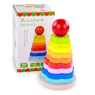 Đồ Chơi Gỗ - Tháp Cầu Vồng Hoa