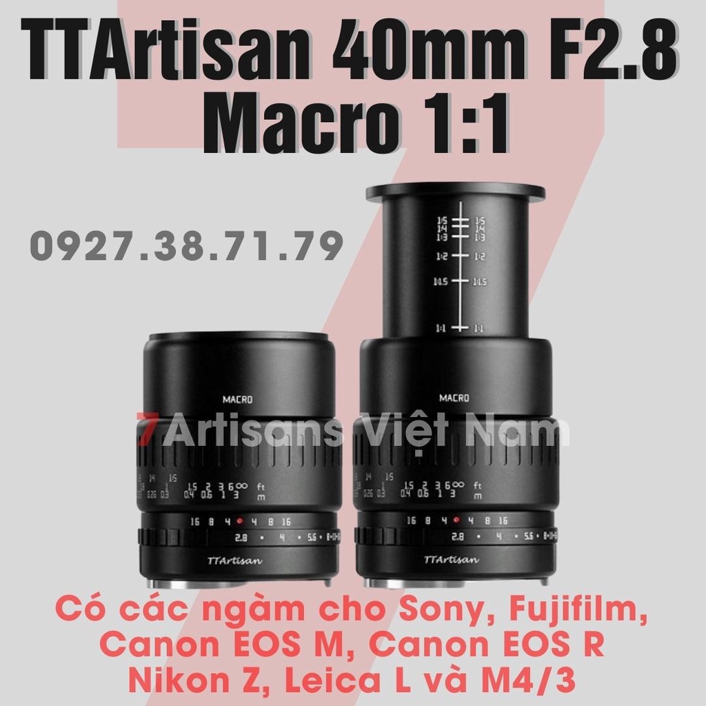 Ống kính TTArtisan 40mm F2.8 Macro 1:1 và chân dung cho Fujifilm, Sony, Canon EOS-M, EOS R, Leica L, M4/3 và Nikon Z