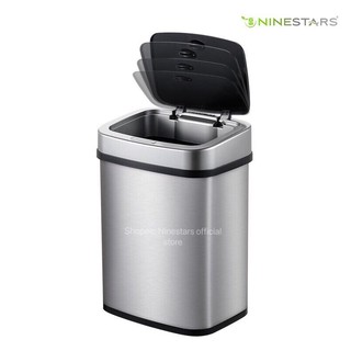 Thùng rác thông minh ninestars cảm ứng đóng mở tự động inox cao cấp 15l