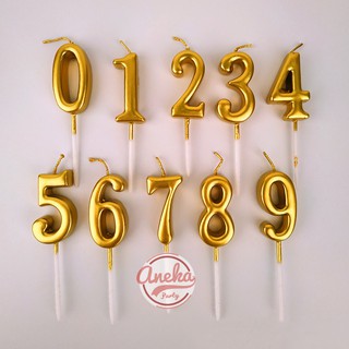 Image of lilin angka 0 -9 gold dan silver / Lilin Ultah emas perak / Lilin Angka ulang tahun nomor ultah HBD