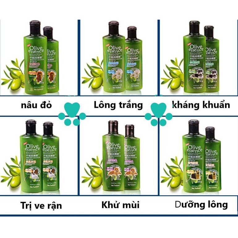 Sữa tắm cho chó mèo Olive Essence 450ml dầu tắm thú cưng Từ thiên nhiên