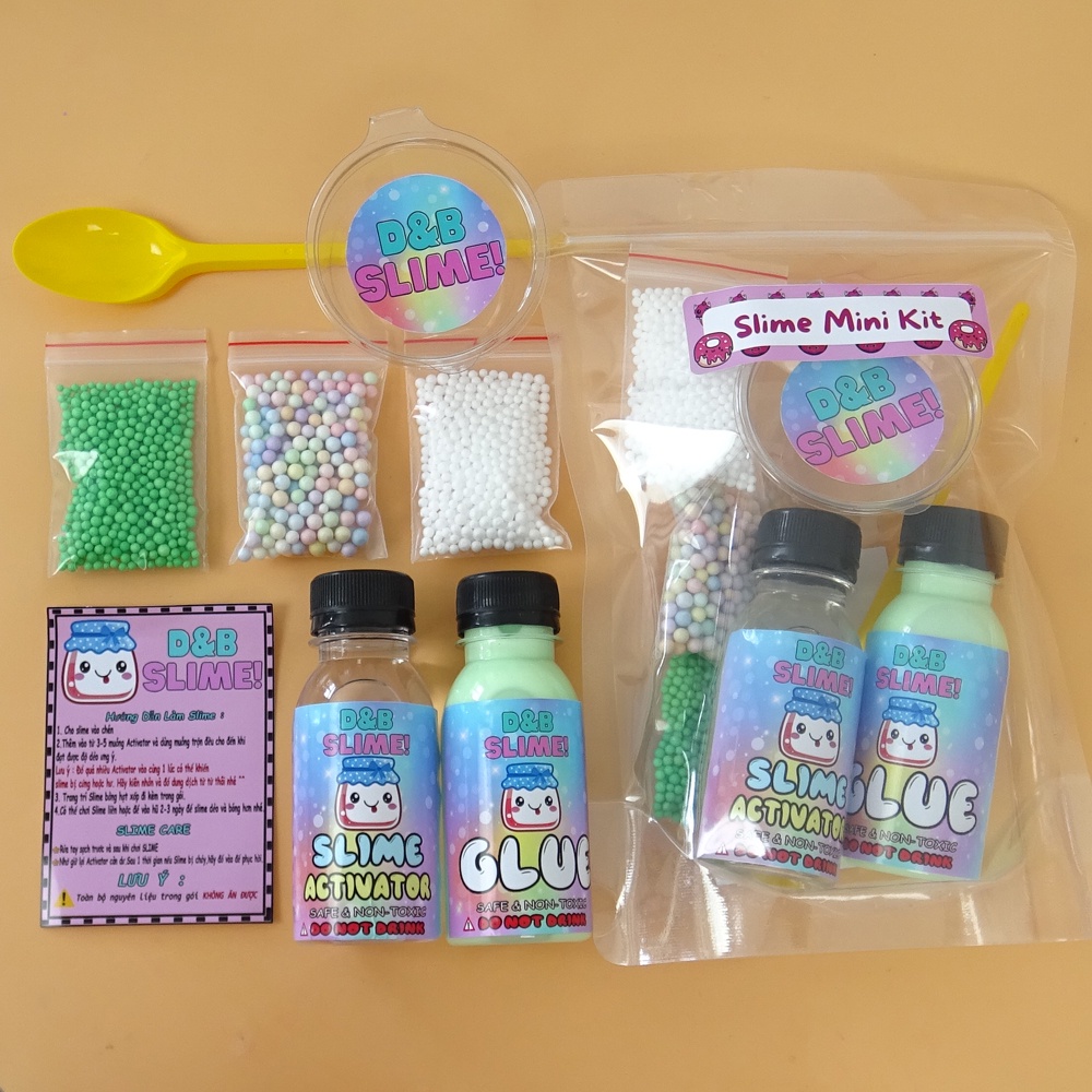 Bộ Kit Mini Làm Slime Đủ Màu Vàng/Hồng/Tím/Xanh Lá/Xanh Dương
