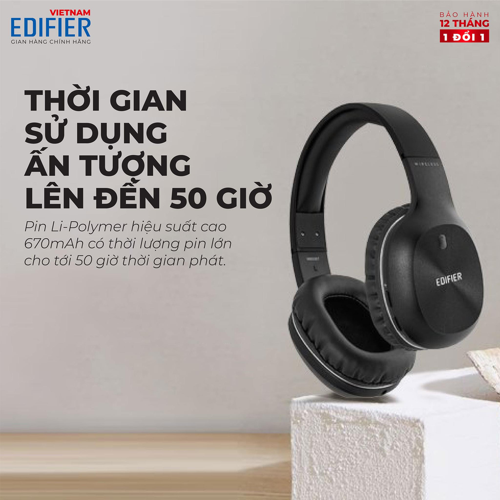 Tai nghe Bluetooth 5.1 thể thao EDIFIER W800BT Plus | Thiết kế gọn nhẹ | Chống ồn hiệu quả CVC | Bảo Hành 12 Tháng