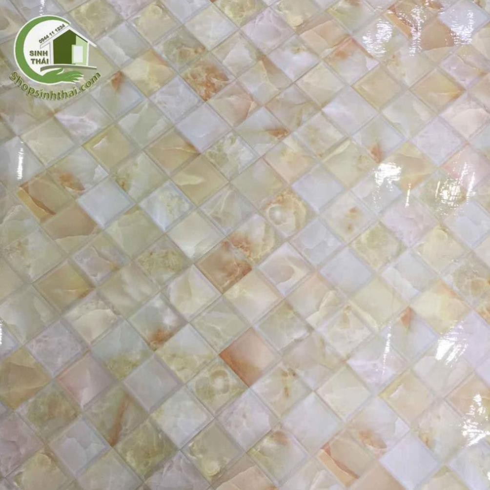 Giấy dán tường giả gạch mosaic màu vàng -  - có sẵn keo
