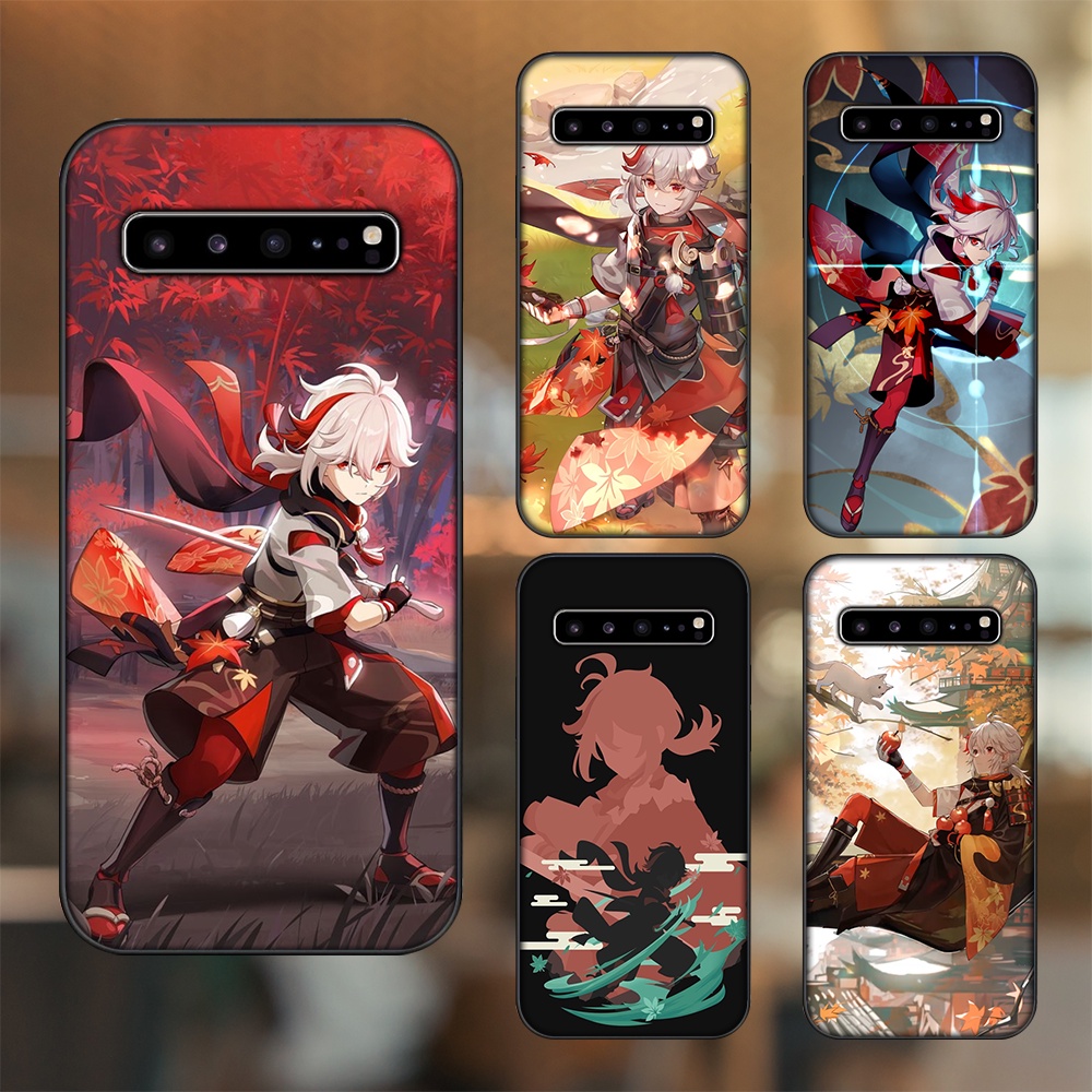 Ốp lưng Samsung S10, S10 5G, S10 Plus viền đen in hình Kazuha Genshin Impact