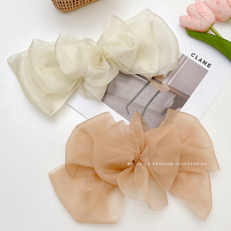 Kẹp Tóc Hình Nơ Lớn Bằng Vải Voan Thời Trang Mùa Xuân Mới