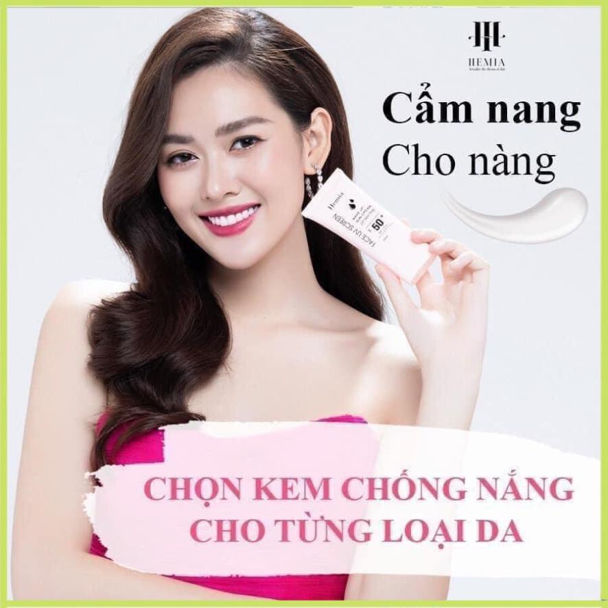Kem chống nắng Hemia Hàn Quốc, dưỡng trắng make up bảo vệ da,chống lão hóa,kiềm dầu tốt,phù hợp mọi loại da