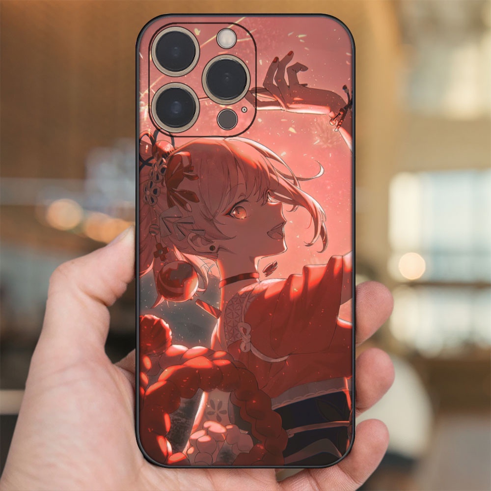 Ốp lưng iPhone 14 Pro dẻo đen cạnh vuông in hình Yoimiya Genshin Impact