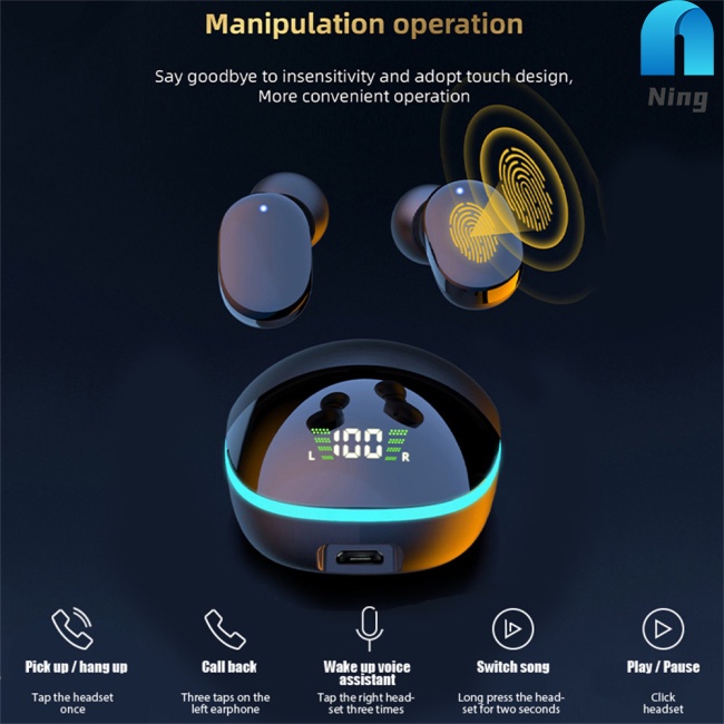 Tai Nghe Chơi Game Không Dây Ning Tws G9s Bluetooth 5.1 Loại Bỏ Tiếng Ồn Tương Thích Với Xiaomi Iphone