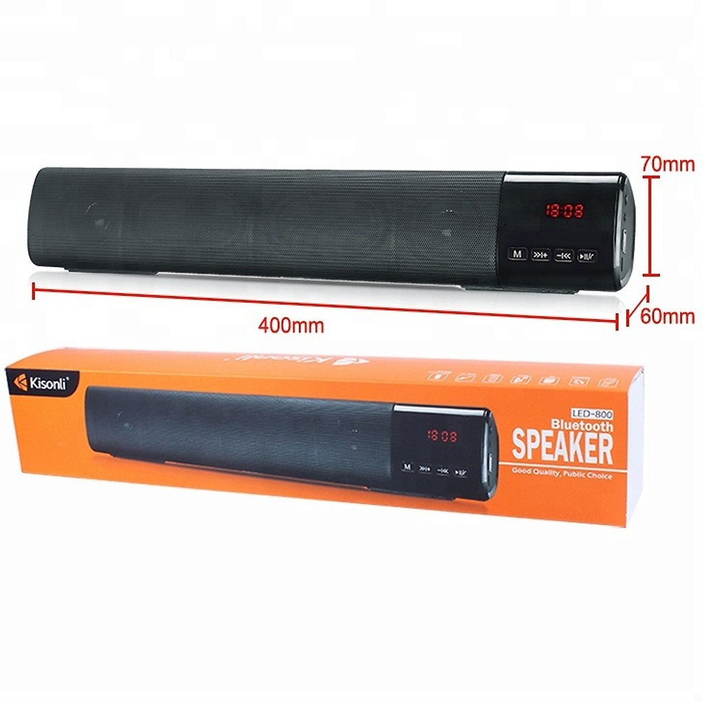 Loa bluetooth dạng thanh Kisonli LED-800 TWS kết nối cùng lúc 2 loa - tích hợp màn hình LCD hiện giờ (Màu ngẫu nhiên)