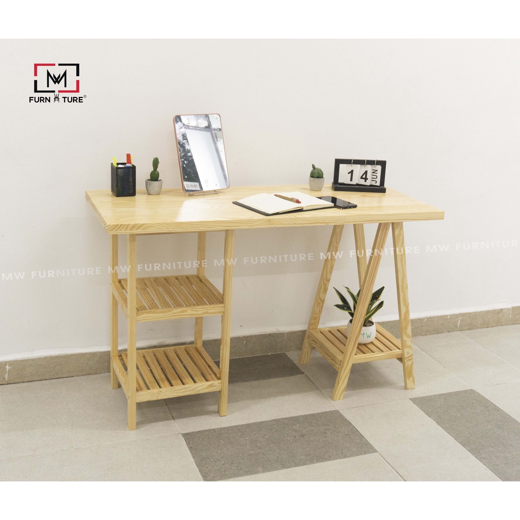 Bàn học và làm việc gỗ chân tháp có kệ cao cấp thương hiệu MW FURNITURE - Nội thất căn hộ