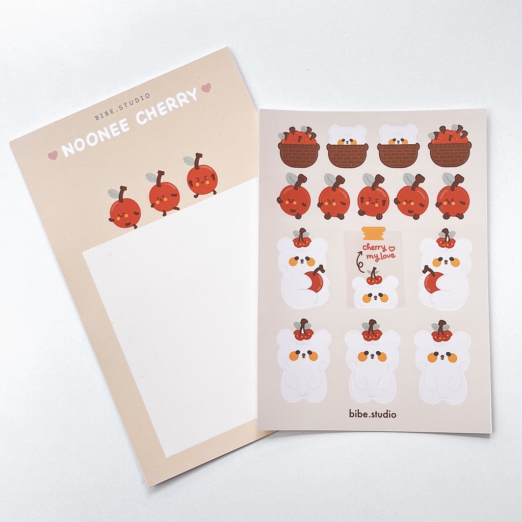 Bibe | Noonee Cherry Sticker Sheet | Hình Dán Trang Trí Sổ Planner, Bullet Journal