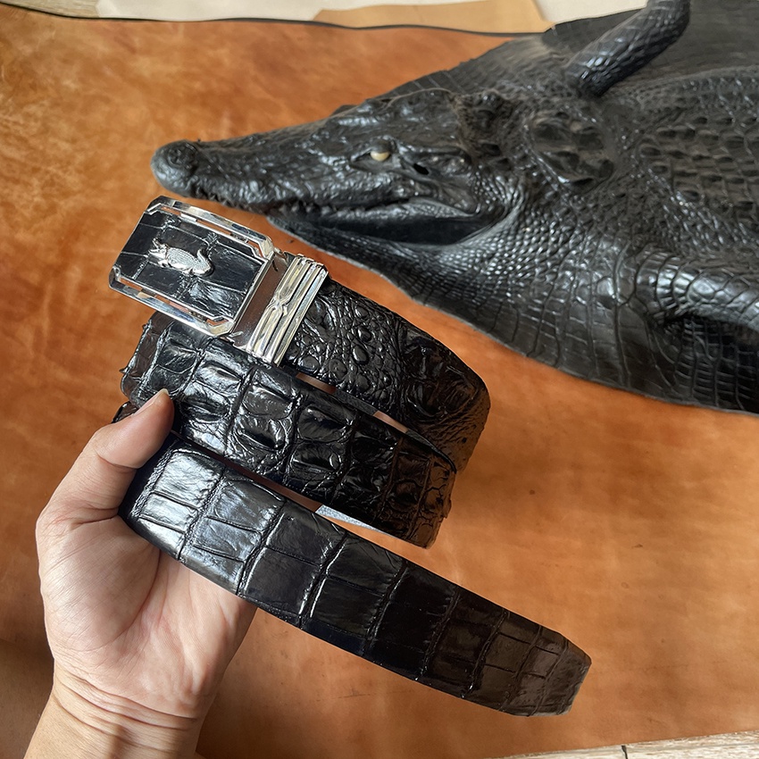 Dây Nịt Cá Sấu Thắt Lưng Nam Da Cá sấu Thật Da Liền Gai Nguyên Con ST380 Size Rộng 3.8cm Bảo Hành 24 Tháng Full Hộp