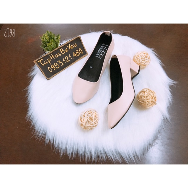 (size 40) Giày gót trơn pastel đơn giản , 3 phân (6 mẫu)