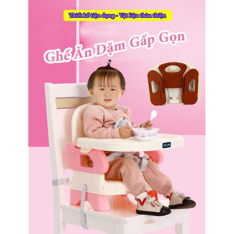 Ghế ăn dặm gấp gọn 3 Chế độ - Kèm chân sắt cho bé Cao Cấp