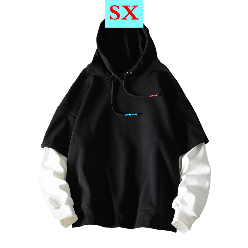 Áo hoodie dài tay giả hai lớp phong cách Hàn Quốc trẻ trung dành cho nam