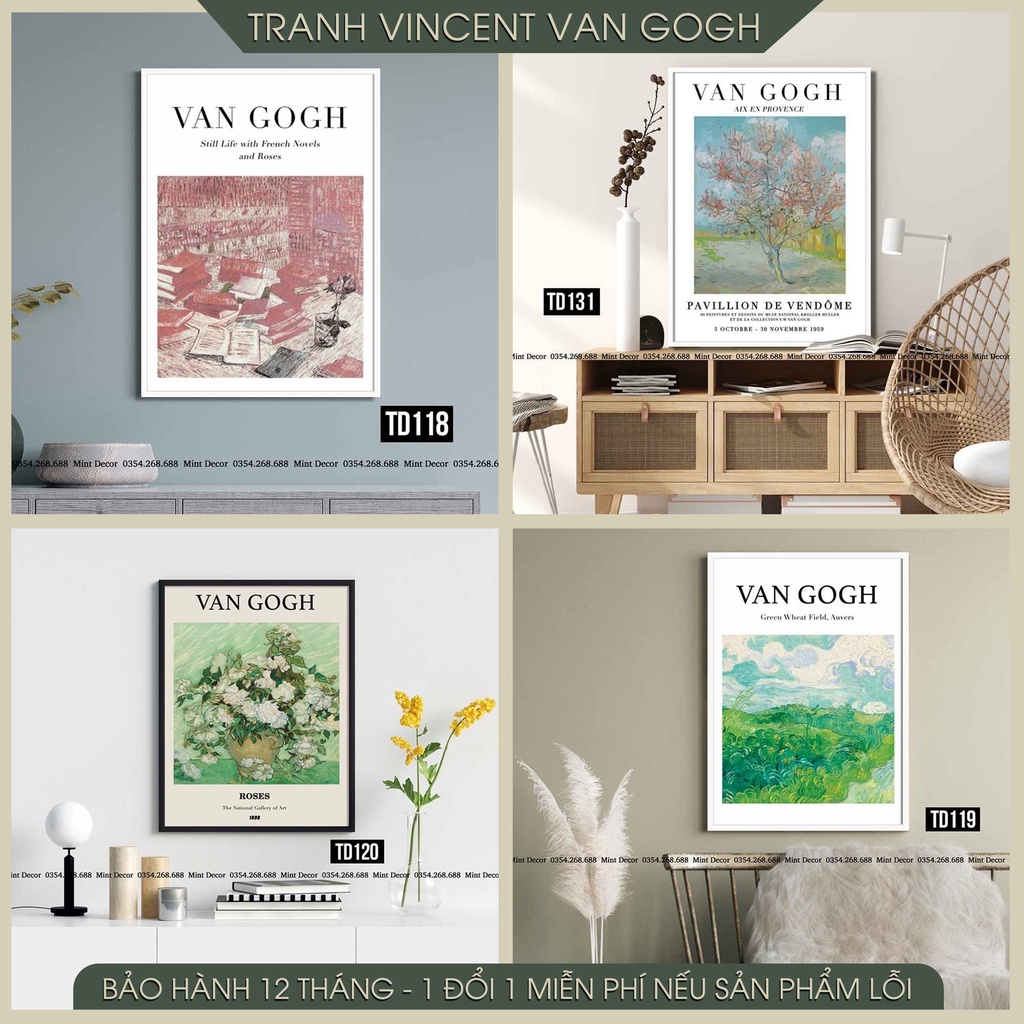 BST tranh Vincent Vangogh - Tranh trang trí trang trí căn hộ chung cư, quán cà phê, nhà hàng, khách sạn Mint Decor