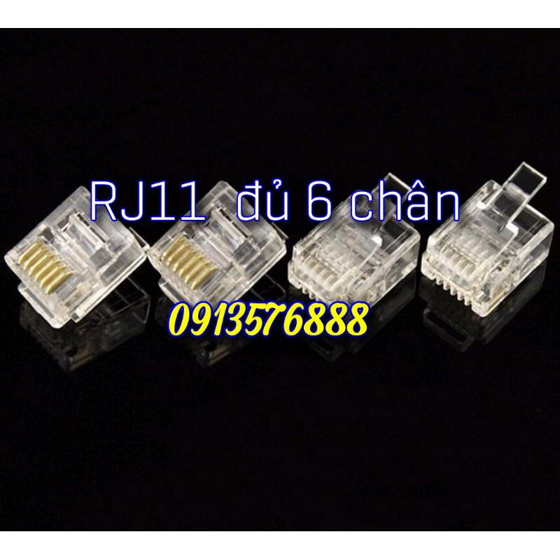 Túi 10 chiếc RJ11  6P6C đầy đủ 6 chân