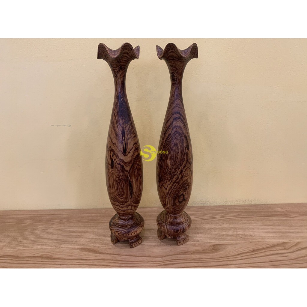 Cặp Lục bình tỳ bà gỗ tự nhiên vân đẹp cao 50cm giá rẻ