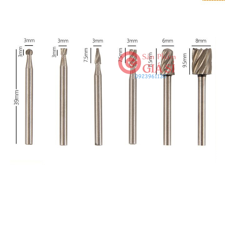 mũi mài gỗ nhựa cán 3mm (6 mũi) ❤️freeship❤️
