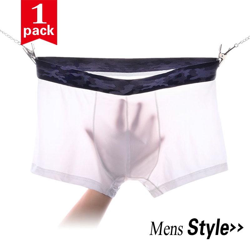 Quần Lót Boxer Không Đường May Vải Lụa Lạnh Mỏng Trong Suốt Thoáng Khí Gợi Cảm Thời Trang Mùa Hè Cho Nam 149