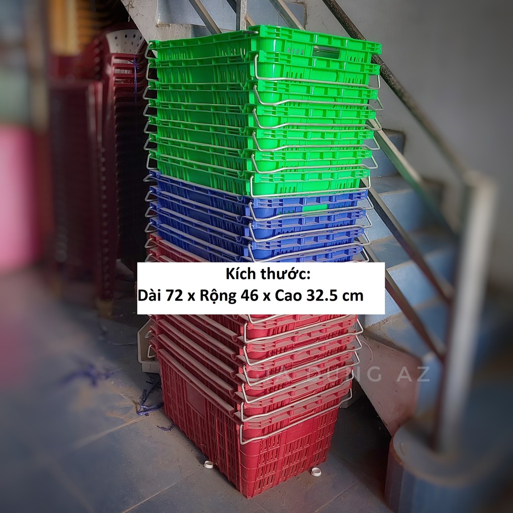 Sóng nhựa có quai sắc nhựa chính phẩm, cứng cáp, chắc chắn đủ màu đựng hải sản đồ chợ nhà hàng của gia dụng Du Thủy
