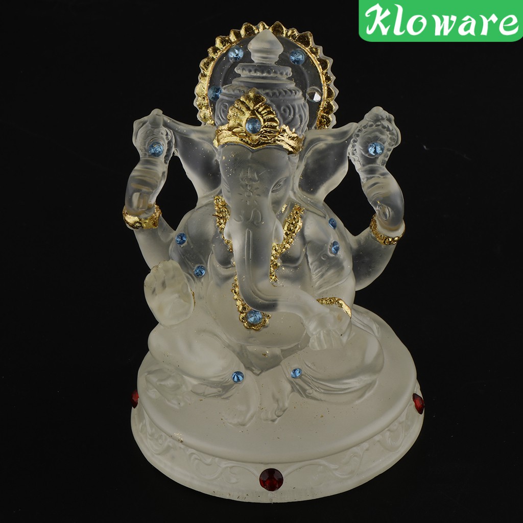 Tượng Thần Voi Ganesh Hindu Trong Suốt Bằng Nhựa Resin