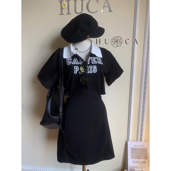 HUCA Đầm Ôm Body Sexy Thun Gân, Đầm Thức chữ A Phong Cách Ulzzang Style Hàn Quốc Nữ Mùa Đông 2023