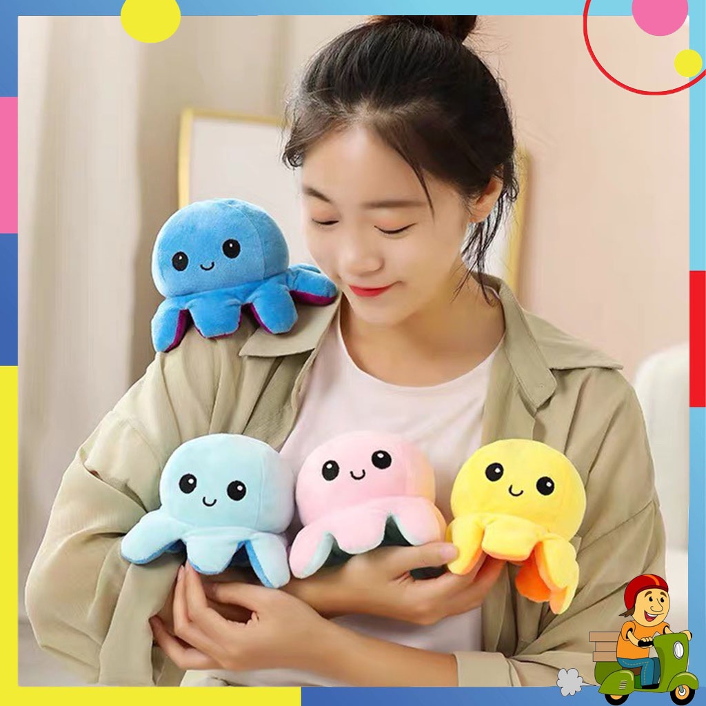 Bạch Tuộc Cảm Xúc Bông Cao Cấp- Bạch Tuộc Nhồi Bông 2 Mặt Nhiều Màu Dễ Thương 30cm