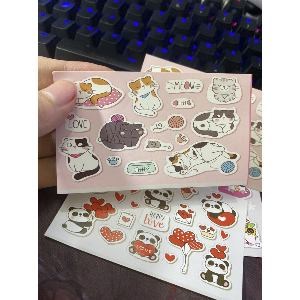 SÉT STICKER  họa tiết chống nước, dán trang trí điện thoại, mũ bảo hiểm, vali, xe ga (Giao ngẫu nhiên)