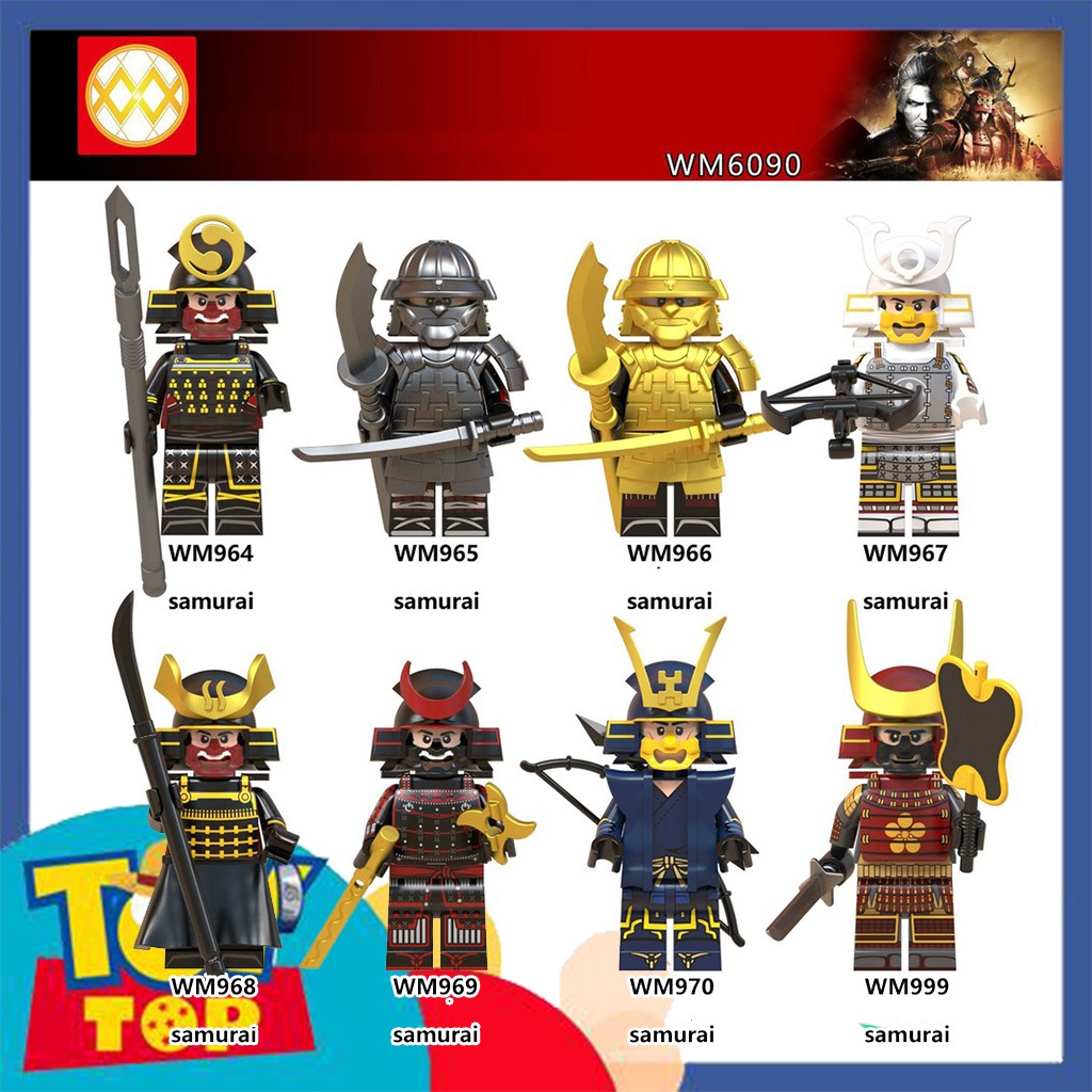 Đồ chơi lắp ráp mini samurai võ sĩ đạo Nhật Bản với chiến giáp và phụ kiện xếp hình WM6090 & WM6096