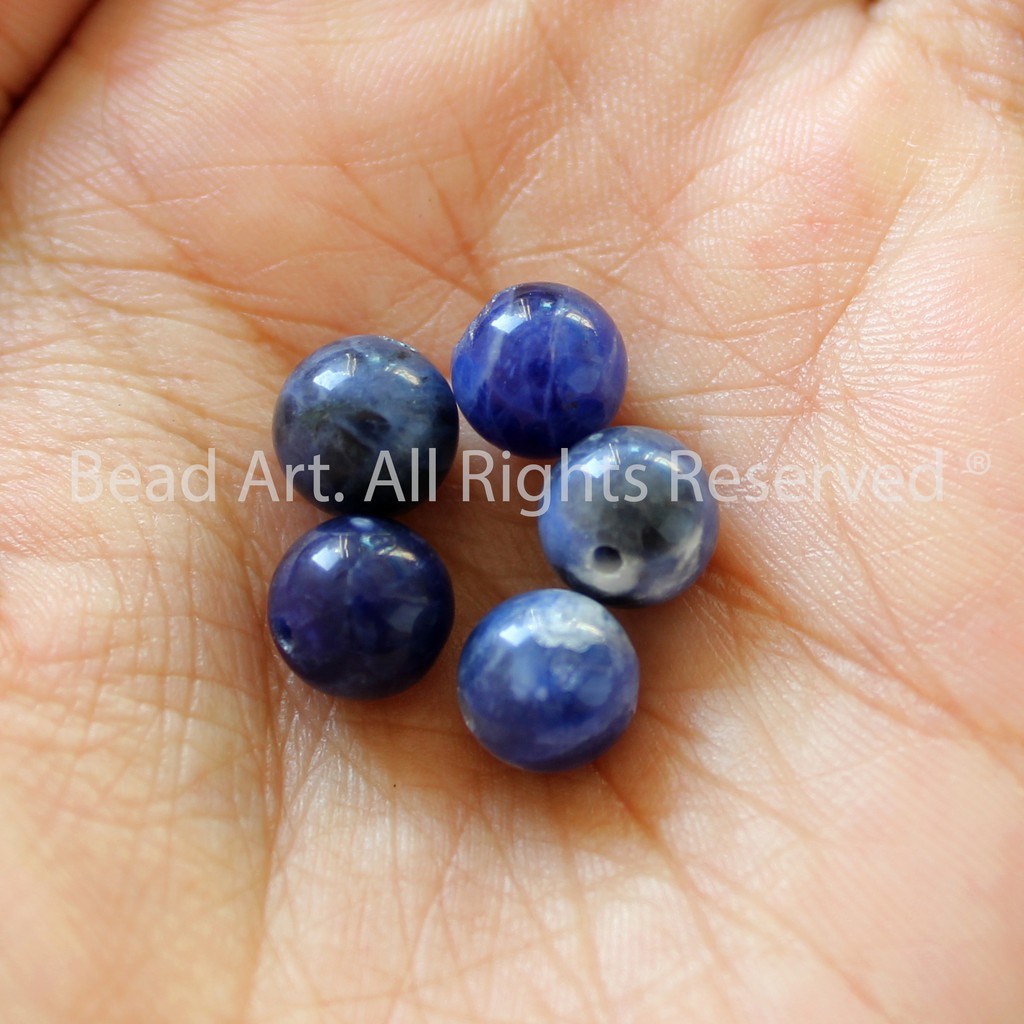 5 Hạt Sodalite Xanh Đậm 8mm, Mệnh Thuỷ, Mộc, Đá Phối Vòng Tay Phong Thuỷ, Làm Trang Sức, Chuỗi Hạt (Loại A) S50